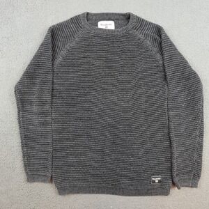 Billabong Sweater Mens Medium Gray Ribbed Knit Pullover Crewneck Casual Cotton